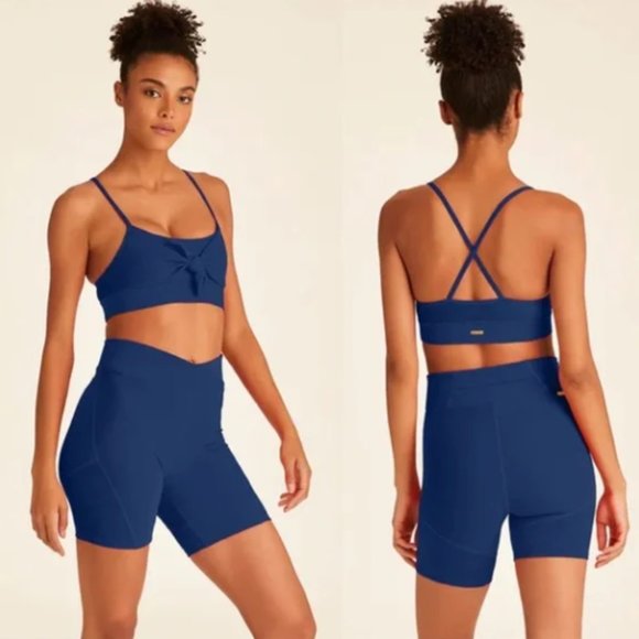 Alala Other - Alala Terry Bike Shorts and Bow Tie Sports Bra Matching Set